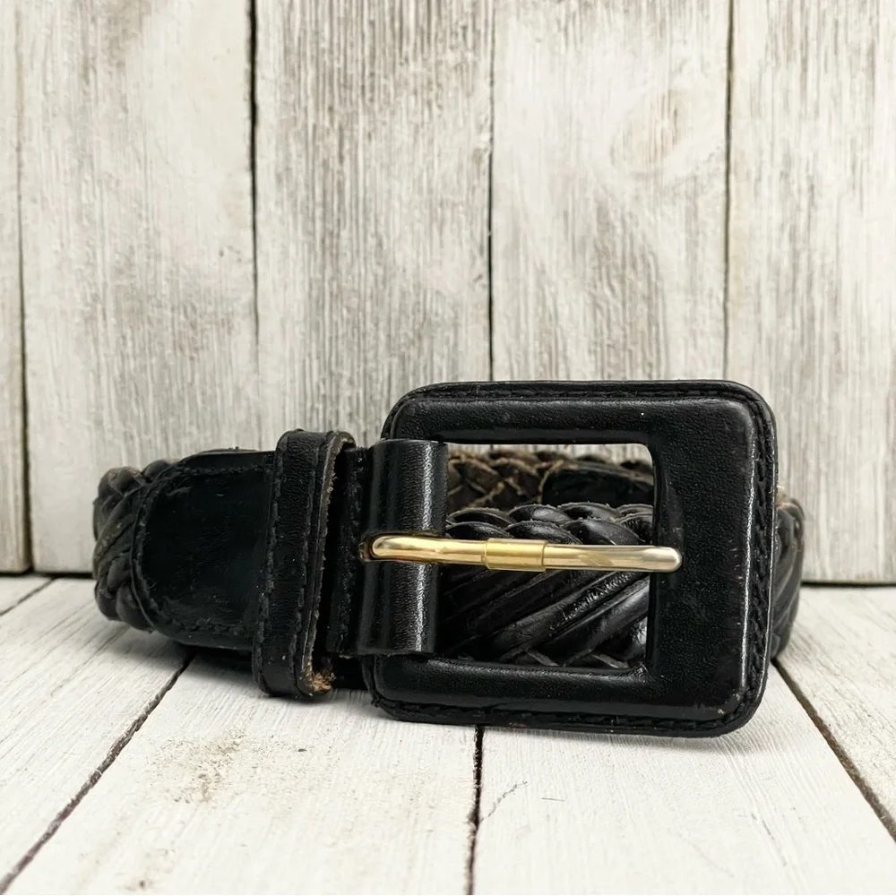 ANN TAYLOR Vintage Genuine Leather Braided Belt